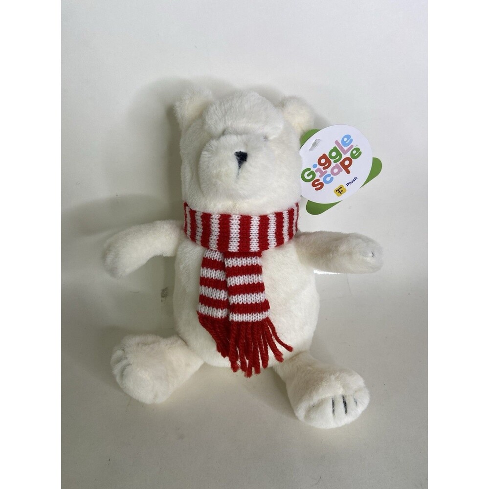 Target Giggle Scape Polar Bear Plush Stuffed Animal Toy Striped Scarf